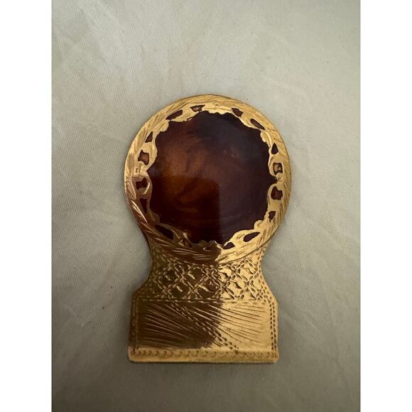 Vintage Money Clip Brass and Copper Amber Glass Marked Italy, Father's Day - Picture 8 of 11